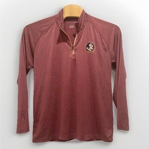Champion FSU Seminoles Maroon Quarter 1/4 Zip Pullover Athletic Shirt Mens Large